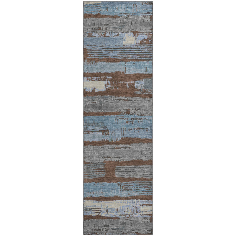 Tapis à rayures Slesnick AMF1665 lavable à la machine de qualité supérieure, Tapis de couloir 2 pi 3 po x 7 pi 6 po