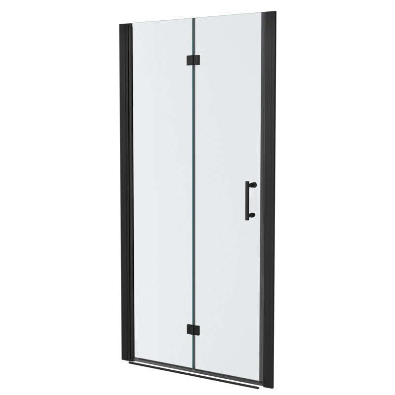 34"W X 72"H Fold Frameless Shower Door With Tempered Glass, 1/4 Inch (6 Mm), Matte Black