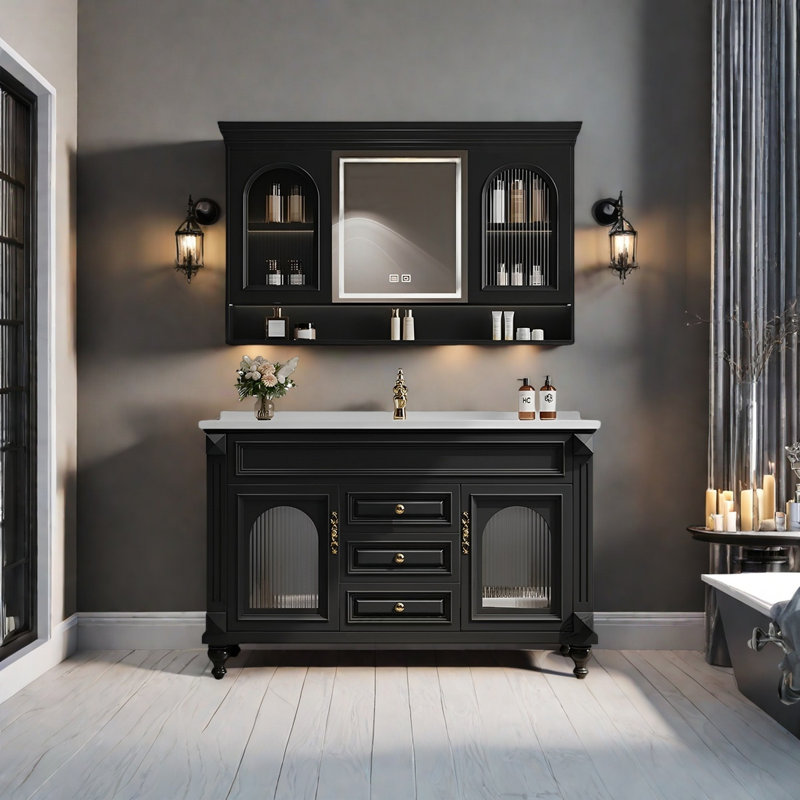 American retro style rest room bathroom cabinet, 31.49" H x 47.63" W x 19.68" D