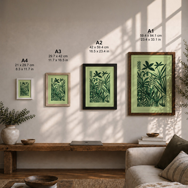 Layered Garden Study Botanical - Framed Print, Unframed, A2 - 59.4 x 42.0 cm