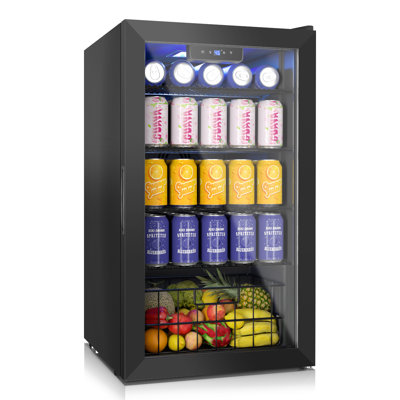 Réfrigérateur à boissons 17 pouces pour 116 canettes de soda, mini réfrigérateur à boissons autoportant avec porte réversible pour bar d'appartement