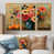 Toile avec cadre flottant or