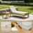 21in 2 Pcs Chaise Lounge Cushions Outdoor, Waterproof Furniture Cushions With Removable Cover, Beige/Blue-1386321982
