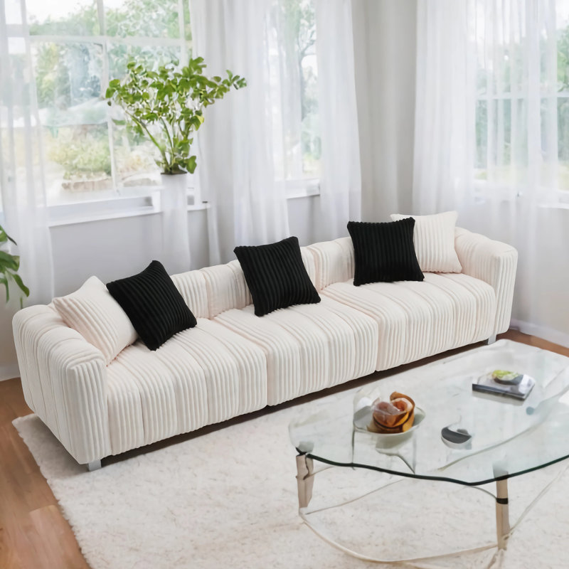 Canapé 3 places avec repose-pieds, canapé confortable, Vert