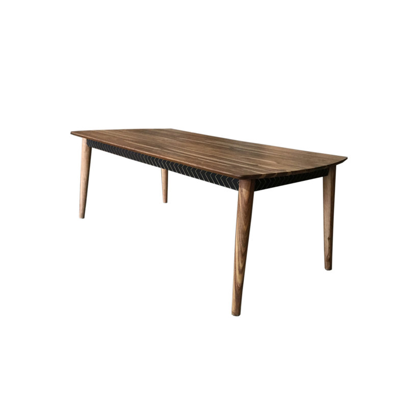 Artisan Sheesham Wood 80" Farmhouse Dining Table with Chevron Accents