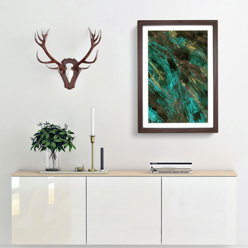 It Takes Two in Abstract - Picture Frame Graphic Art Print, Walnut Framed, 36cm H x 27cm W x 2cm D