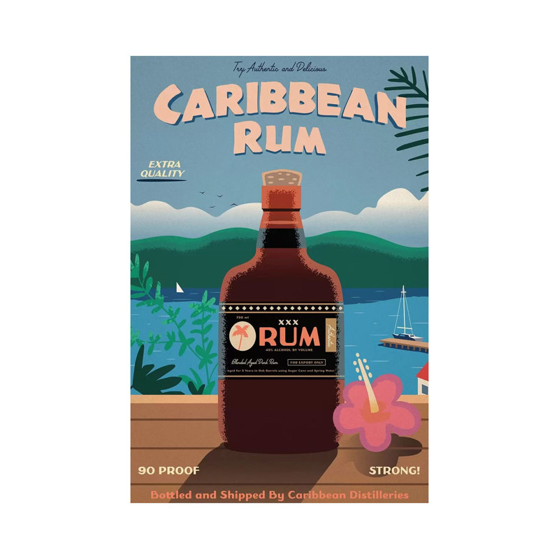 Caribbean Rum - Print on Canvas, 45.72cm H x 30.48cm W x 1.91cm D, Wrapped Canvas