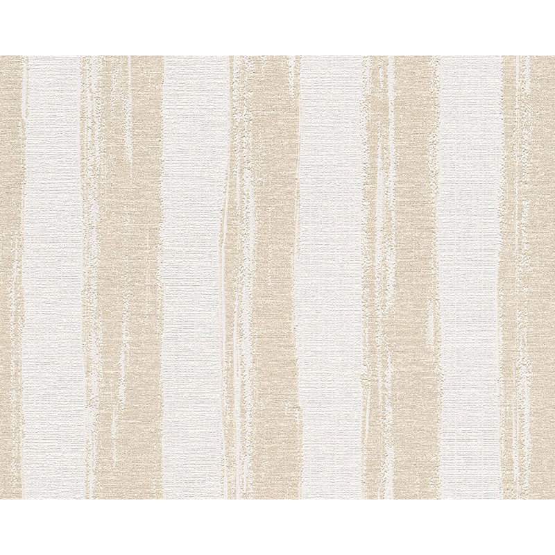 Rouleau de papier peint à rayures 33 pi x 21 po textile natural fraîche Haldeman, Ivoire/Blanc