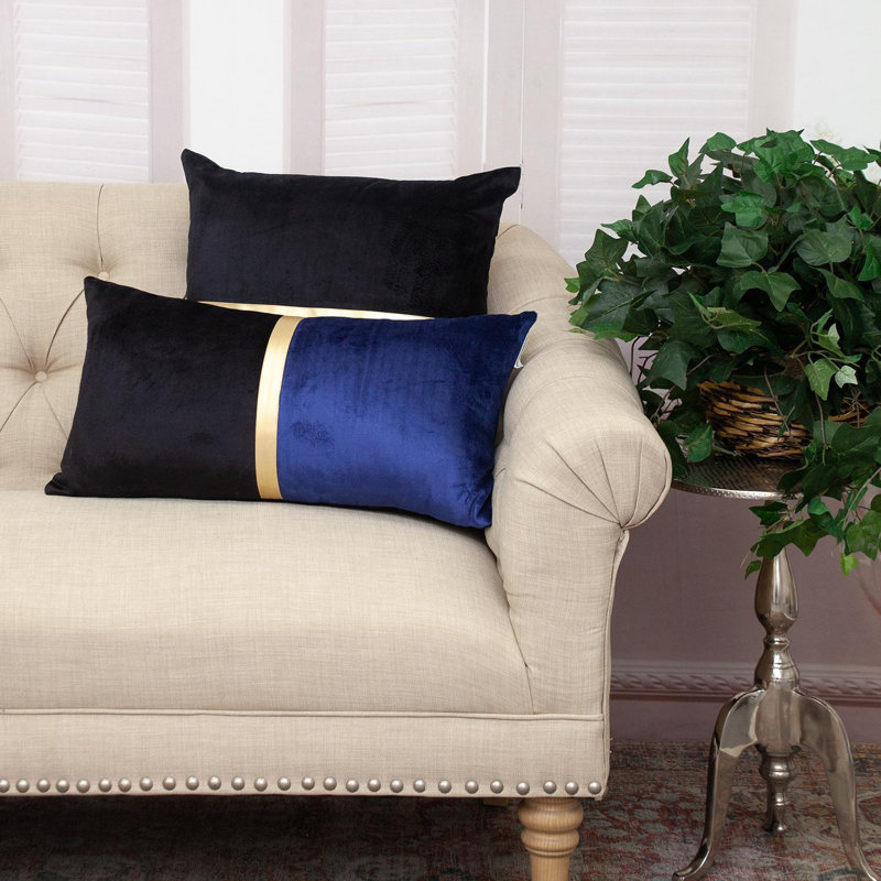 Myra Reversible Throw Pillow, Black/Blue