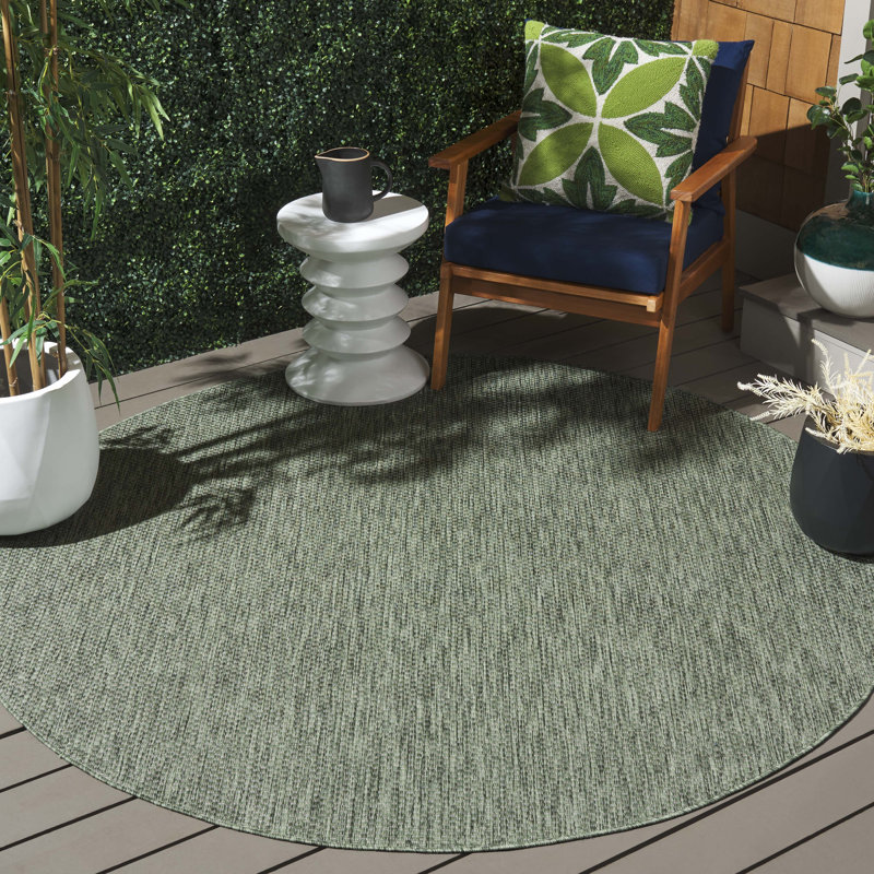 Tapis intérieur / extérieur vert Brihana 260, Rond 6 pi 7 po