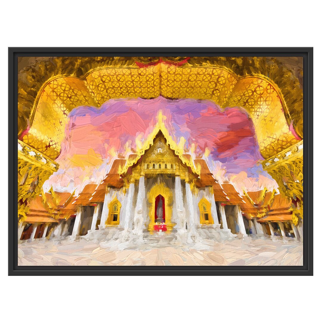 Gerahmtes Wandbild Marmortempel von Bangkok Kunst