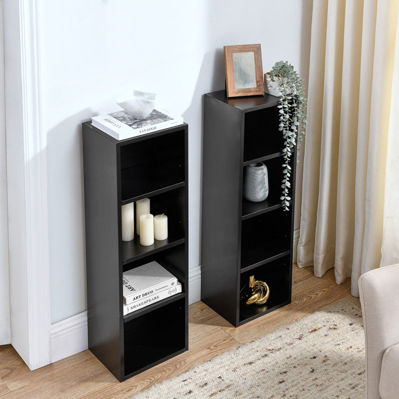 8-Tier Media Tower Rack, Cd Dvd Slim Storage Cabinet With Adjustable Shelves, Tall Narrow Bookcase, Display Bookshelf, Black
