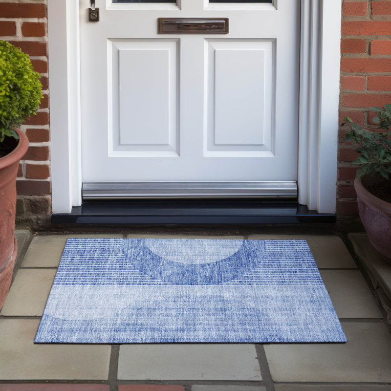 Washable Striped Indoor / Outdoor Rug, Rectangle 1'8" x 2'6"