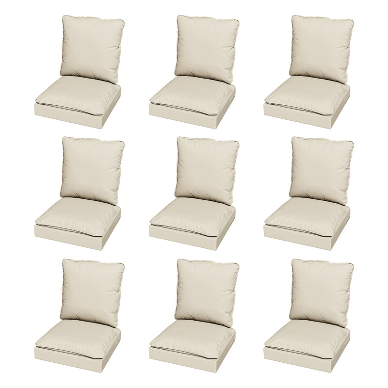 Eco-Friendly All-Weather Outdoor Cushions, UV-Proof Olefin Fabric for Patio Furniture, Beige/Blue, Beige, 9
