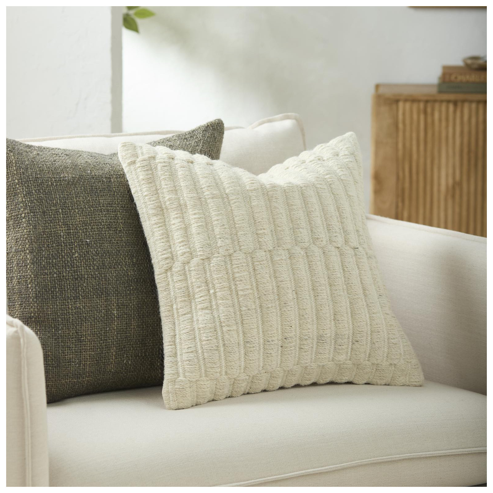 Monacizzo Accent Pillow, Cream, Duck Down, Square 22"