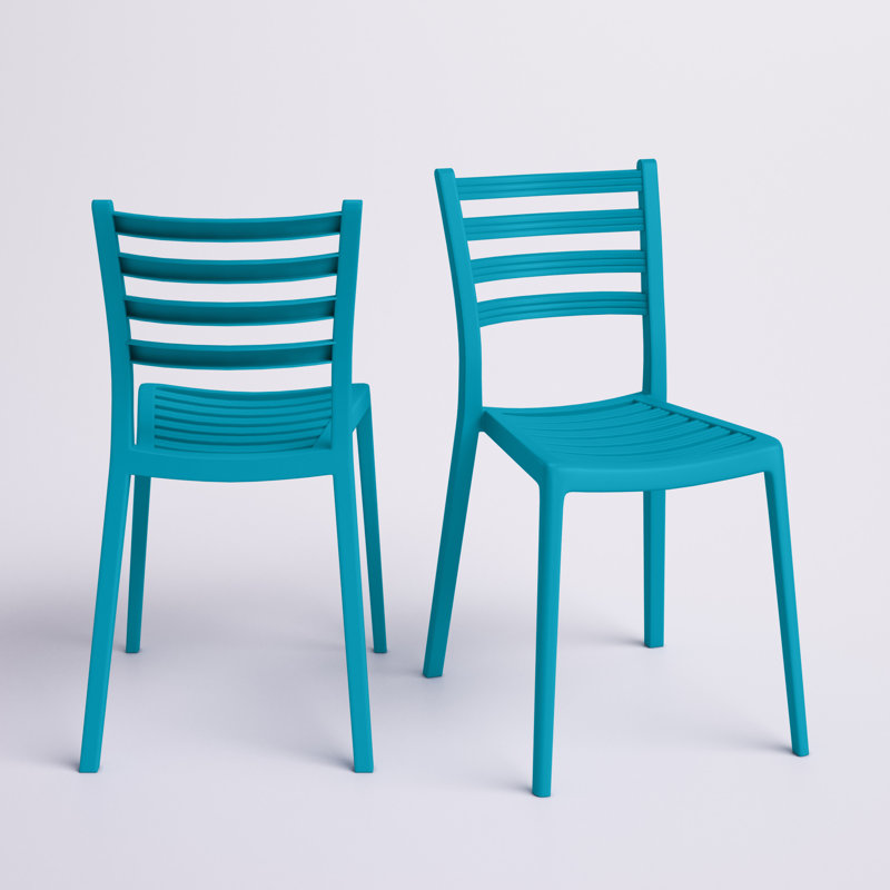 17.52'' H Stacking Side Chair, Blue, 2