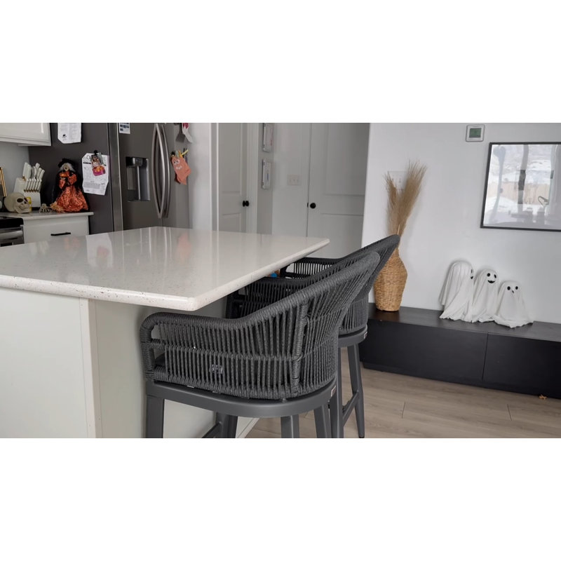 Ensemble de 2 tabourets de bar en osier d'extérieur Corrigan Studio, Gris