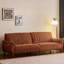 Canapé droit en velours côtelé brun