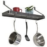 Grande Cuisine Bookshelf Pot Rack W 12 Hooks Hammered Steel