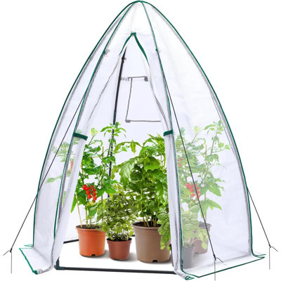 Portable Tent Style Greenhouse - Weatherproof Plant Protector With Cover, Zippered Door & Window - Ideal For Vegetables, Flowers, Herbs - Easy Assembly With Ground Pegs For Secure Anchoring