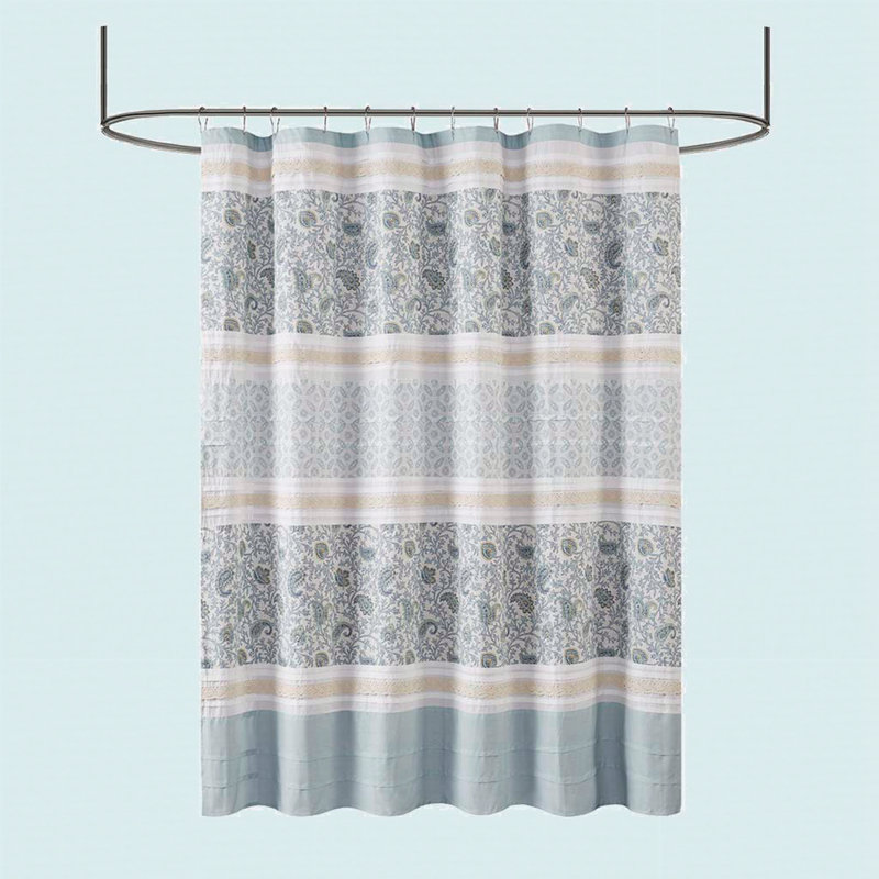 Rideau de douche en coton, Imprimé et reconstitué multi, Turquoise