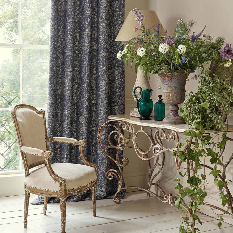 Courtney Damask Fabric, Indigo