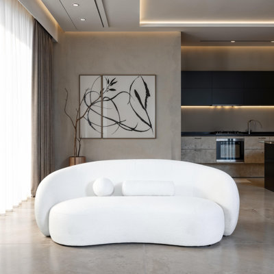 Millie 85-Inch Low Profile Chenille Sofa with Pillows