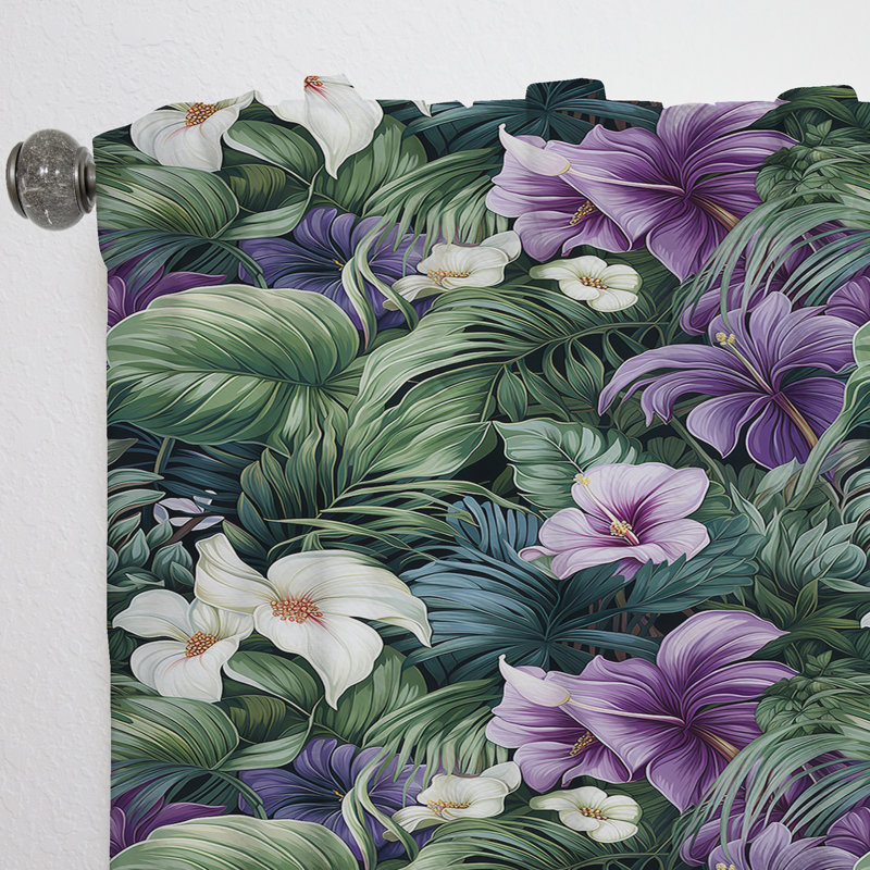 Motif tropical Palm Enchantment - Rideau floral - Rideau floral obscurcissant - 1 panneau, L 52 po x L 120 po