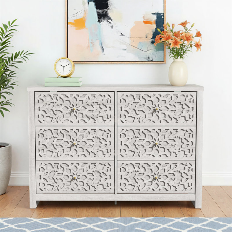 Lukasik 45.4'' W 6 - Drawer Dresser, Dusty Gray Oak