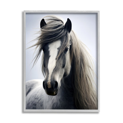 «Wind Maned Horse Mane» par Ray Powers, reproduction d'art sur bois sans cadre