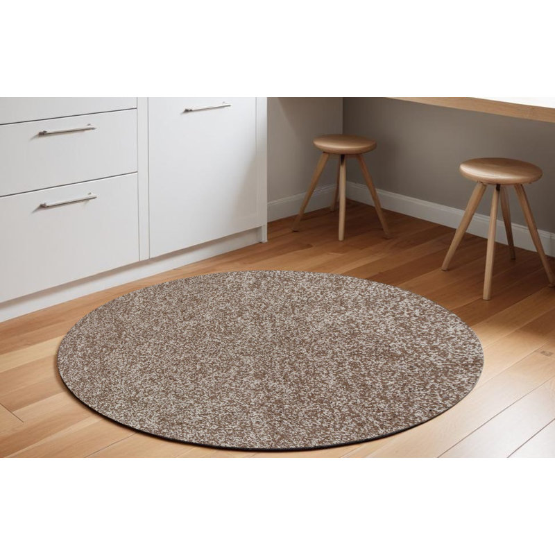 Beige Heather Plain Indoor Area Rug, Round 6'