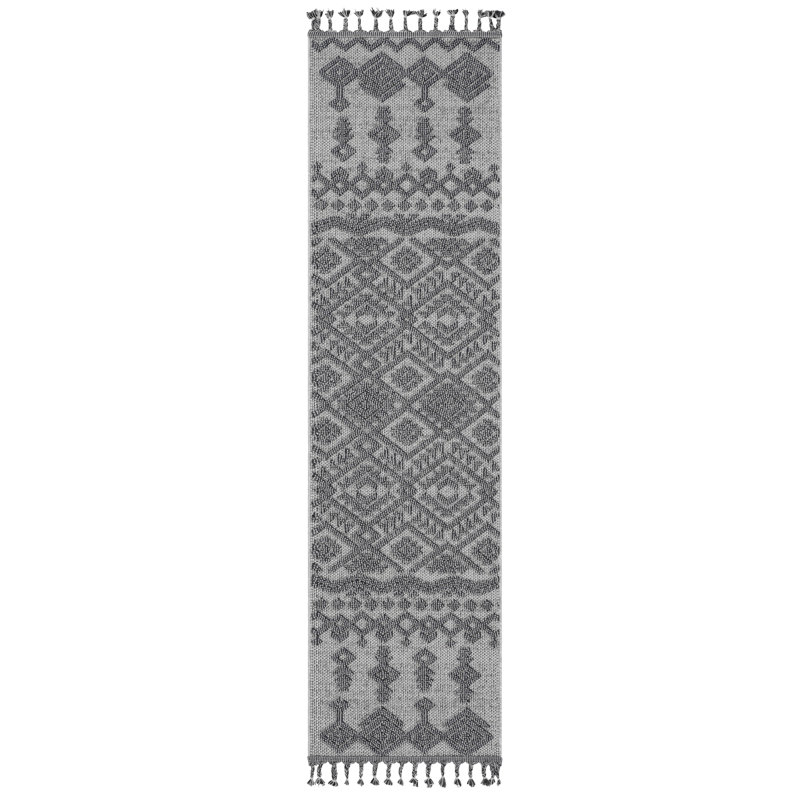 Area Rug, Guros Collection White / Gray / Traditional Indoor / Outdoor, Runner 2'2" x 8'