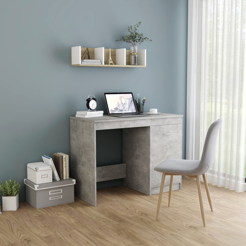Bureau Bureau d'ordinateur Bureau avec tablettes en bois d'ingénierie, Gris