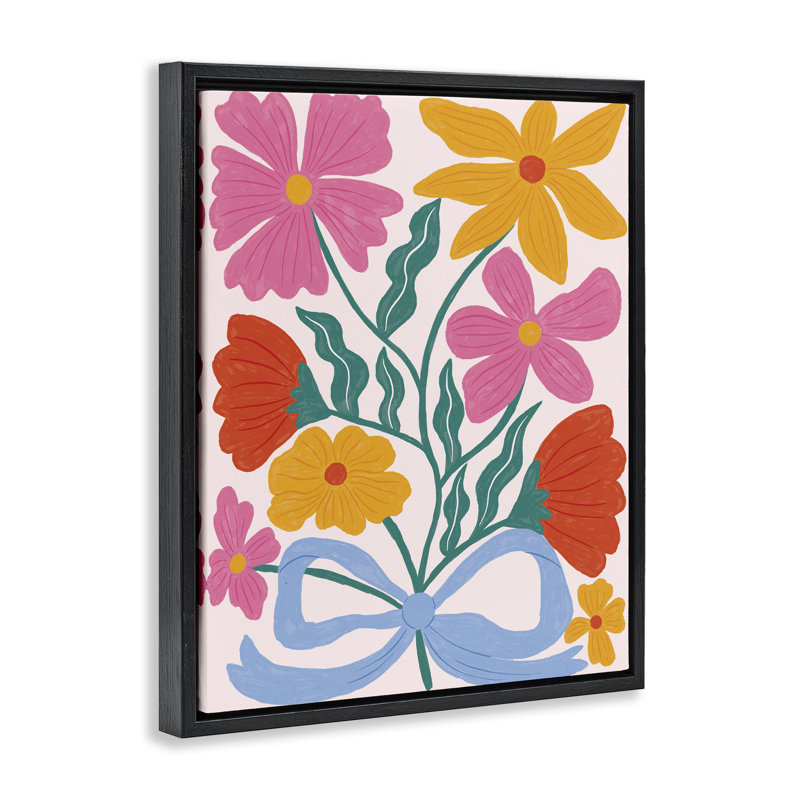 Cadre flottant Mid Florals de Mid Century, design par Lisa Barlow, H 21 po x l 17 po, Cadre flottant noir de jais