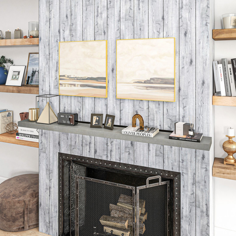 Tablettes flottantes modernes, manteau de cheminée 72 po, tablette flottante en bois de sapin massif, tablette murale robuste faite à la main, avec support en métal