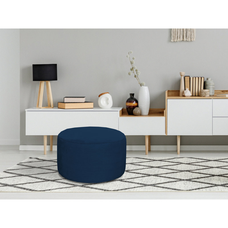 72cm Wide Circle Pouffe Ottoman, Navy