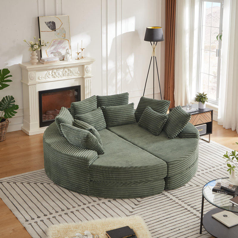 Futon de style moderne Mid-Century de 78,5 pouces avec tissu en velours côtelé Dadrien, Velours côtelé vert