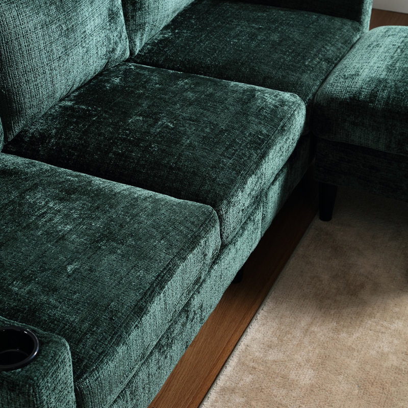 Canapé modulaire confortable avec poches latérales, 3 canapé en chenille pour espace de vie moderne 3, rangement et poche