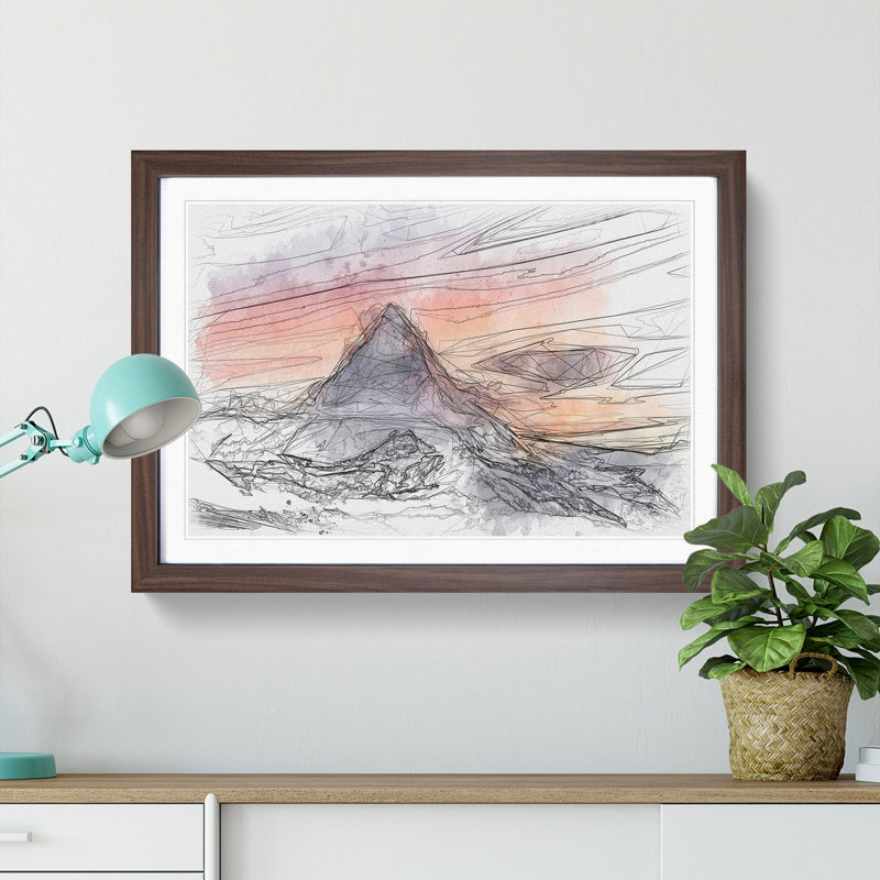 Matterhorn Mountain in Zermatt - Picture Frame Graphic Art Print, Walnut Framed, 36cm H x 48cm W x 2cm D