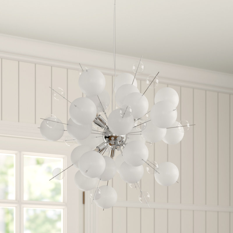 Marquise 10-Light Chandelier, White/Clear