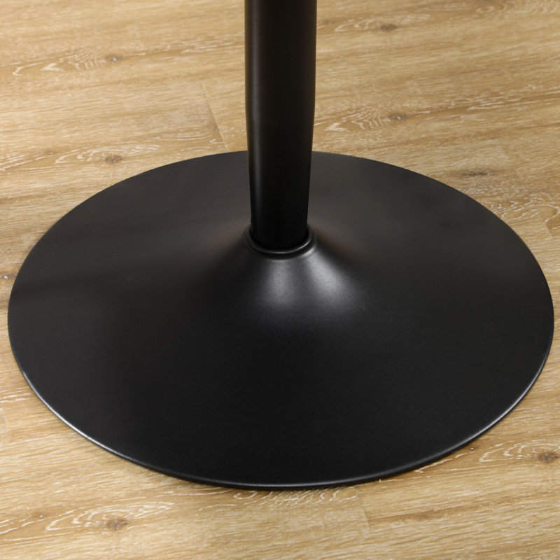 Krishina Round Dining Table with Steel Base, Modern Kitchen Table, Black