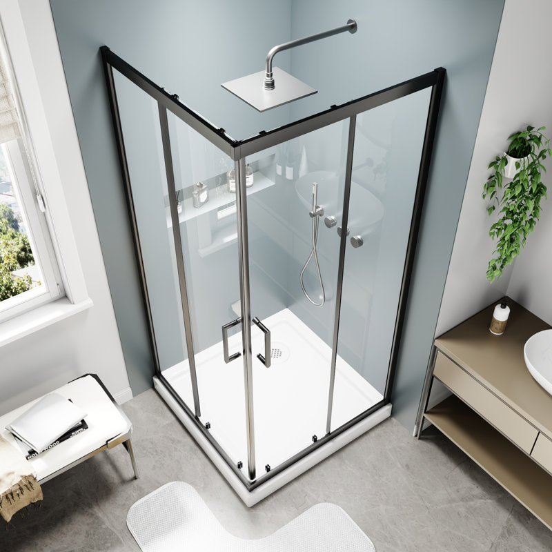Cabine de douche carrée à double porte d'angle avec verre trempé transparent de 1/4 po de l 36 po x P 36 po x H 71 po
