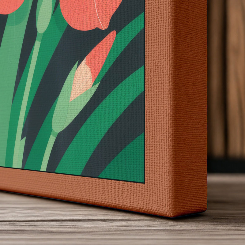 Iris Blooms Botanical - Wrapped Canvas, 18x12 - 45.7 x 30.5 cm, Terracotta Border