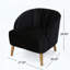 Fauteuil club Mid-Century moderne en velours avec coutures en canaux, pieds en bois d'hévéa, noir-657331197