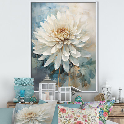 Simple dahlia beige et bleu III - imprimé