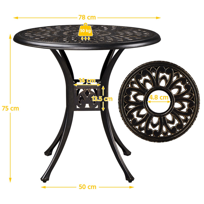 Arnesh Metal Outdoor Balcony Table , 78cm cm W 78cm cm D