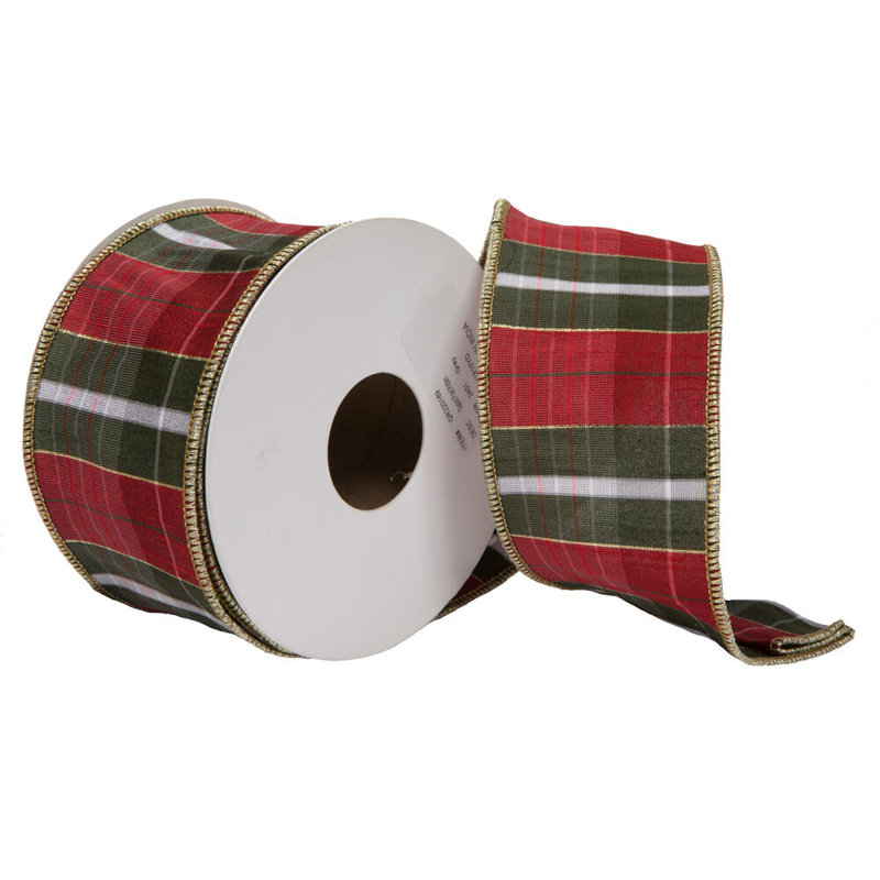 Ruban de Noël, H 2,5 po x l 360 po x P 2,5 po, Gris foncé / Rouge