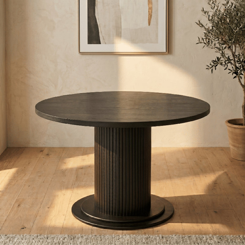 NTC Summit 47 Inch Round Dining Table, Modern Indoor Dining Room Table for Kitchen, Apartment & Small Spaces, Effortless Assembly, Burnt Black
