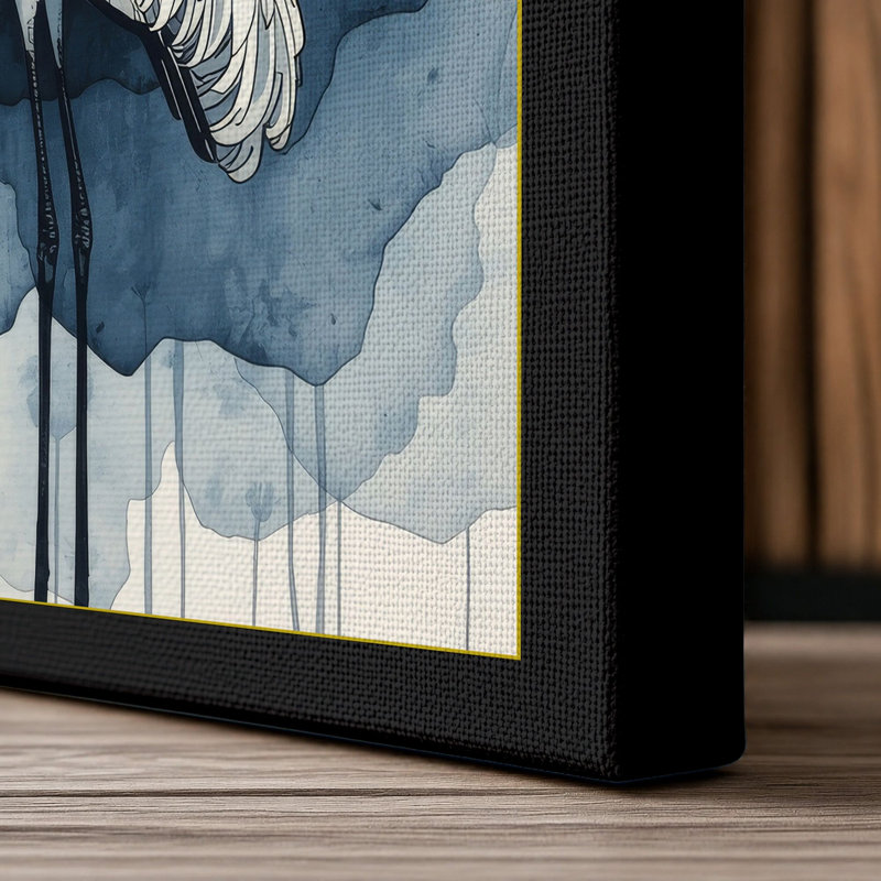 Serene Wading Bird Coastal - Wrapped Canvas, 18x12 - 45.7 x 30.5 cm, Black Border