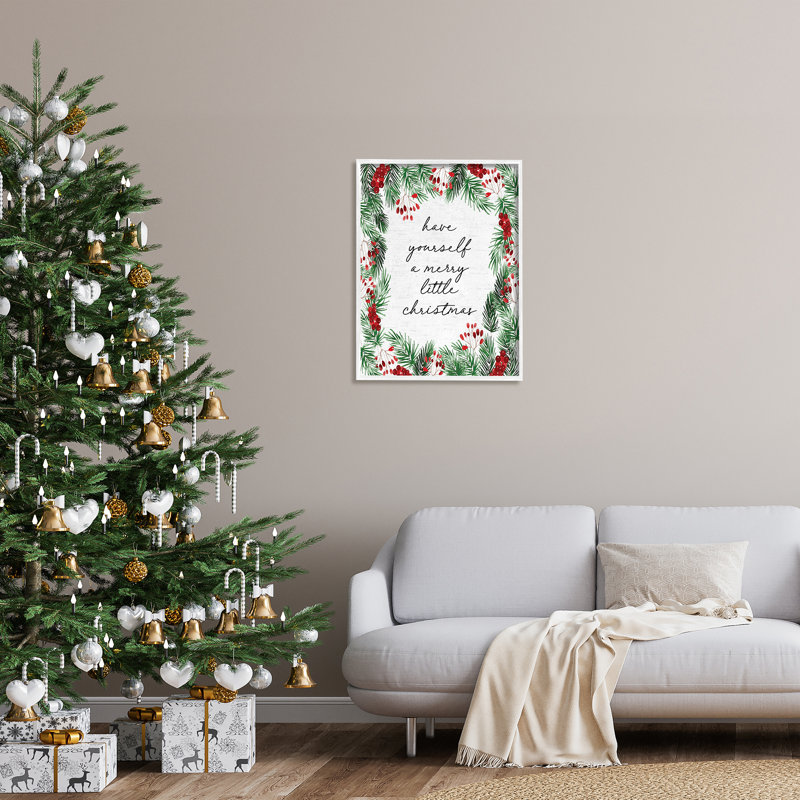 Ba-835 - Merry Little Christmas Script encadré sur bois, Estampe numérique encadrée blanc bord de mer